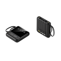 УМБ Павербанк 20000 mAh с LCD дисплеем + LED фонарь Power Bank  HY-C40 с быстрой зарядкой черный + Встроенный кабель-адаптер 4 в 1 