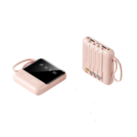УМБ Павербанк 20000 mAh с LCD дисплеем + LED фонарь Power Bank  HY-C40 с быстрой зарядкой розовый + Встроенный кабель-адаптер 4 в 1 