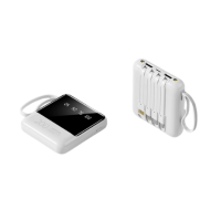 УМБ Павербанк 20000 mAh с LCD дисплеем + LED фонарь Power Bank  HY-C40 с быстрой зарядкой белый + Встроенный кабель-адаптер 4 в 1 