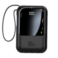 Повербанк HY467 20000 mAh 22.5W з дисплеєм та 4 вбудованими кабелями (Type-C, Lightning, Micro-USB), швидка зарядка Black