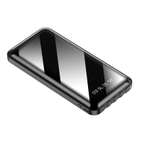 УМБ Павербанк 20000 mAh с LCD дисплеем + LED фонарь Power Bank  YM-276S с быстрой зарядкой Черный + Встроенный кабель-адаптер 4 в 1 