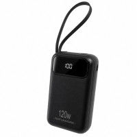 Повербанк YM-840 Black со встроенными кабелями USB-C и Lightning, LED-дисплеем, Black