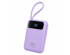 Повербанк YM-840 20000 mAh Black з вбудованими кабелями USB-C та Lightning, LED-дисплеєм Violet