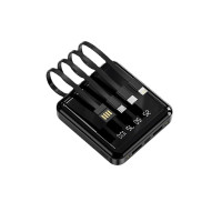 УМБ Павербанк 20000 mAh с LCD дисплеем + LED фонарь Power Bank  YS-017 с быстрой зарядкой Черный + Встроенный кабель-адаптер 4 в 1 