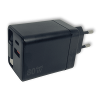 Зарядное устройство GaN 80W с кабелем Type-C, USB + USB-C (A+C), быстрая зарядка QC3.0, универсальный адаптер для смартфонов и ноутбуков Black