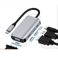Type-C адаптер 4-в-1 HDMI 4K + VGA + USB + PD 60W