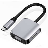 Type-C адаптер 2-в-1 HDMI 4K + VGA 1080p для ноутбуків і смартфонів